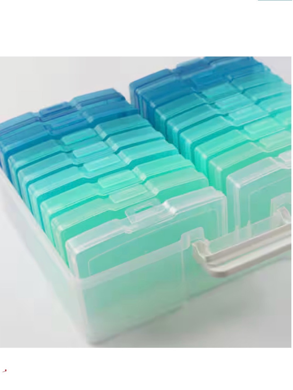NWT Simply Tidy Michaels Blue Green Ombre Photo & Craft Storage Box Art Fabric